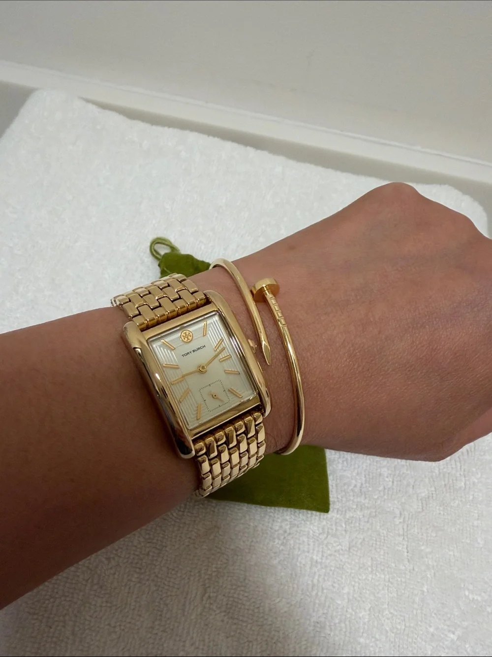 Tory Burch Rose Gold-Tone Rectangular Bracelet Watch